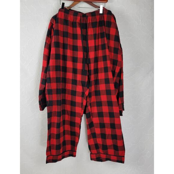 Wondershop Womens Pajama Set Size 3X Red Black Buffalo Plaid Flannel Sleepwear - Picture 13 of 13